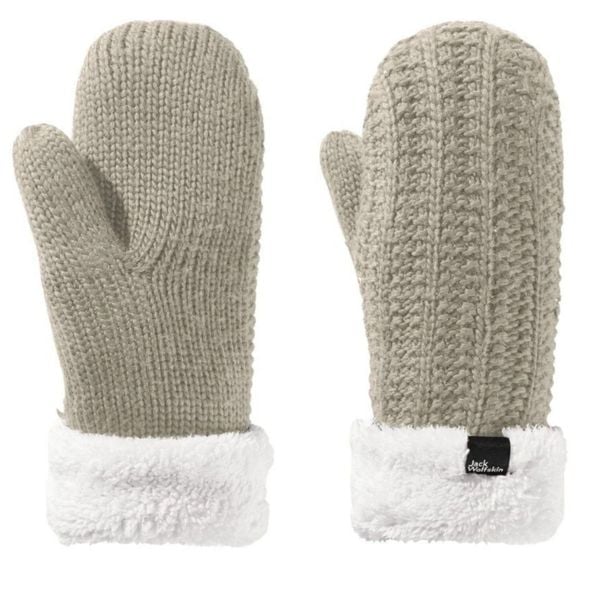 Rękawiczki turystyczne zimowe damskie Jack Wolfskin Highloft Knit Mitten. Szare rękawiczki Jack Wolfskin, bez wzorów, z poliesteru, sportowe. Za 108.64 zł.
