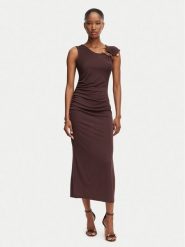 Rinascimento Sukienka koktajlowa CFC0020352002 Brązowy Slim Fit. Brązowe sukienki Rinascimento, l, bez wzorów, z syntetyku, wizytowe, bez kołnierzyka, bez ramiączek. Za 554.99 zł.
