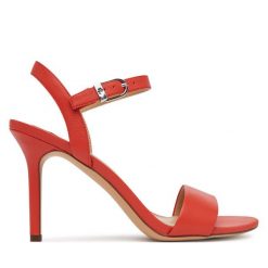 Sandały LAUREN RALPH LAUREN. Czerwone sandały Lauren Ralph Lauren, bez wzorów, bez obcasa, na szpilce, bez zapięcia. Za 449.99 zł.