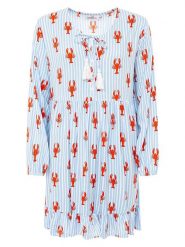 Zwillingsherz Sukienka "Lobsters & Stripes" w kolorze błękitnym rozmiar: L/XL. Niebieskie sukienki Zwillingsherz, na co dzień, l, bez wzorów, z wiskozy, bez kołnierzyka, bez ramiączek, midi, proste. Za 165.99 zł.