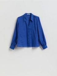 Koszula z ramią - niebieski. Niebieskie koszule Reserved, l, bez wzorów, z lyocellu, bez kołnierzyka, bez ramiączek. Za 129.99 zł.