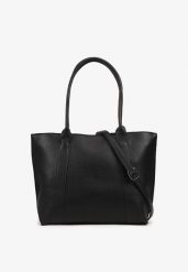 Czarna Duża Torebka Tote w Stylu Casual Firpio. Czarne torby na ramię Renee, bez wzorów, z jeansu, casualowe, na ramię, duże, bez dodatków. Za 89.99 zł.