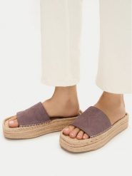 Calvin Klein Klapki Flatf Espa Mule Nub Mg HW0HW02890 Brązowy. Brązowe klapki Calvin Klein, bez wzorów, z nubiku, bez obcasa. Za 262.99 zł.