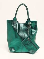 Abaco Skórzana torebka "Yana" w kolorze zielonym - 37 x 25 x 35 cm rozmiar: onesize. Zielone torby na ramię Abaco, z aplikacjami, z materiału, na ramię, bez dodatków. Za 280.44 zł.