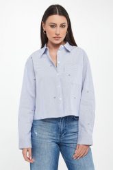Koszula damska w paski Basima JOOP! JEANS. Koszule Joop! Jeans, xxs, bez wzorów, z jeansu, bez kołnierzyka, bez ramiączek. Za 579.00 zł.