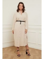 Curvy Lady Sukienka w kolorze beżowym rozmiar: 40/42. Brązowe sukienki Curvy Lady, bez wzorów, ze skóry, klasyczne, bez kołnierzyka, bez ramiączek, midi. Za 131.45 zł.