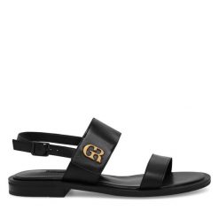 Sandały Gino Rossi. Czarne sandały Gino Rossi, bez wzorów, bez obcasa, na płaskiej podeszwie, bez zapięcia. Za 229.99 zł.