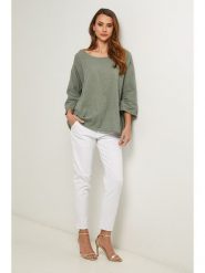 Fleur de Lin Bluzka w kolorze zielonym rozmiar: XL. Zielone bluzki Fleur de Lin, xl, bez wzorów, z bawełny, bez kołnierzyka, bez ramiączek. Za 100.75 zł.