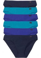 Figi z miękką bawełną (6 par). Niebieskie figi bonprix, z aplikacjami, z bawełny. Za 69.99 zł.
