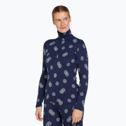 Bluza termoaktywna damska icebreaker Merino 260 Vertex LS Half Z Falling Flakes. Niebieskie bielizna sportowa Icebreaker, na zimę, bez wzorów, bez kaptura. Za 469.99 zł.