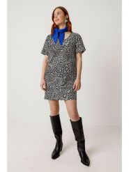 SKFK Sukienka w kolorze czarno-białym rozmiar: 38. Białe sukienki SKFK, na co dzień, bez wzorów, z bawełny, bez kołnierzyka, bez ramiączek, mini, proste. Za 304.99 zł.