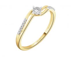 Pierścionek z żółtego i białego złota z diamentami - 0,09 ct - próba 585. Białe pierścionki Apart, z diamentem, złote. Za 1,990.00 zł.