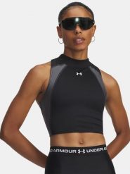 Under Armour Top funkcyjny w kolorze czarno-szarym rozmiar: S. Czarne topy Under Armour, s, bez wzorów, z materiału, bez kołnierzyka, bez ramiączek. Za 122.09 zł.