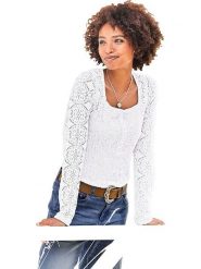 Heine Bluzka w kolorze białym rozmiar: 40. Białe bluzki Heine, bez wzorów, z bawełny, bez kołnierzyka, bez ramiączek. Za 87.40 zł.