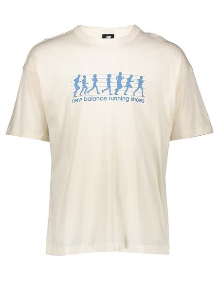 New Balance Koszulka w kolorze kremowym rozmiar: XL. Brązowe bluzki New Balance, xl, bez wzorów, z bawełny, bez kołnierzyka, bez ramiączek. Za 74.28 zł.