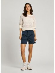 Pepe Jeans Szorty chino "Vania" - Regular fit - w kolorze granatowym rozmiar: M. Niebieskie szorty Pepe Jeans, z aplikacjami, z jeansu. Za 166.88 zł.