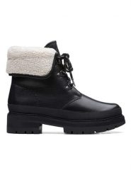 Clarks Skórzane botki "Orianna Turn" w kolorze czarnym rozmiar: 39. Czarne botki Clarks, bez wzorów, bez obcasa, bez zapięcia. Za 213.18 zł.