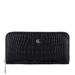 Duży Czarny Portfel Damski ze Skóry z Wzorem Krokodyla – Luksusowy Design i Funkcjonalność PD090s166 RFID. Czarne portfele bez wzorów, ze skóry. Za 170.00 zł.