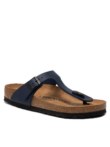 Birkenstock Japonki Gizeh 0143621 Granatowy. Niebieskie klapki Birkenstock, bez wzorów, ze skóry, bez obcasa. Za 399.99 zł.