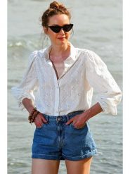 Trend Alacati Bluzka w kolorze białym rozmiar: S. Białe bluzki Trend Alacati, s, bez wzorów, z bawełny, bez kołnierzyka, bez ramiączek. Za 78.99 zł.