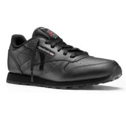 Buty damskie skórzane Reebok Classic Leather GS. Czarne obuwie sportowe Reebok, bez zapięcia, Reebok Classic. Za 159.00 zł.