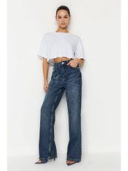 Trendyol Dżinsy - Comfort fit - w kolorze niebieskim rozmiar: 40. Niebieskie jeansy Trendyol, bez wzorów, z podwyższonym stanem. Za 158.47 zł.