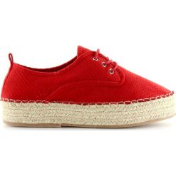Espadryle damskie czerwone LL-118 Red. Czerwone espadryle ButyModne, bez wzorów, bez obcasa, bez zapięcia. W wyprzedaży za 96.80 zł.