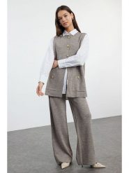 Trendyol 2-częściowy zestaw w kolorze szarym rozmiar: S. Szare spodnie materiałowe Trendyol, na co dzień, s, bez wzorów, z materiału. Za 96.14 zł.