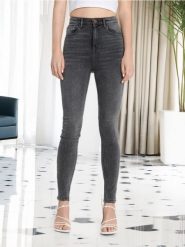 Jeansy skinny high waist - szary. Szare jeansy Sinsay, l, bez wzorów, z podwyższonym stanem. Za 59.99 zł.