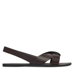 Sandały Vagabond Shoemakers. Brązowe sandały Vagabond Shoemakers, bez wzorów, bez obcasa, na płaskiej podeszwie, bez zapięcia. Za 429.99 zł.