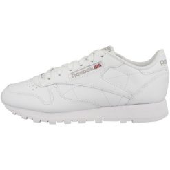 Buty do chodzenia damskie Reebok Classic Lthr. Białe obuwie sportowe Reebok, z materiału, bez zapięcia, trekkingowe, Reebok Classic. W wyprzedaży za 259.00 zł.