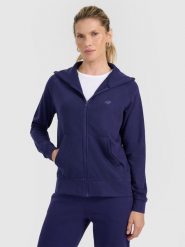 4F Bluza dresowa rozpinana z kapturem damska - granatowa S. Niebieskie bluzy 4f, s, bez wzorów, z bawełny, z kapturem. W wyprzedaży za 119.99 zł.