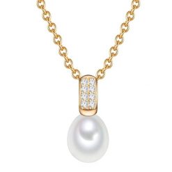 Valero Pearls Naszyjnik srebrny srebro wysokiej próby Cyrkonia Perła hodowlana słodkowodna żółte złoto Naszyjniki 1 ct Damski. Szare naszyjniki Valero Pearls, z cyrkonią, pozłacane. Za 278.99 zł.