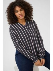 KAFFE curve Bluzka w kolorze czarno-jasnoróżowym rozmiar: 42. Czarne bluzki KAFFE curve, bez wzorów, z wiskozy, bez kołnierzyka, bez ramiączek. Za 60.99 zł.