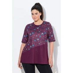 Damskie Bluzka funkcyjna krój trapezowy okrągły dekolt rękaw 1/2 z recyklingu. Fioletowe koszulki sportowe Ulla Popken, bez wzorów, z elastanu, bez ramiączek. Za 199.99 zł.