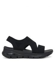 Skechers Sandały Arch Fit-Brightest Day 119458/BBK Czarny. Czarne sandały Skechers, bez wzorów, z materiału, bez obcasa, na płaskiej podeszwie, bez zapięcia. Za 219.99 zł.