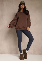 Granatowe Legginsy High Waist z Szeroką Gumką w Talii Aithala. Niebieskie legginsy Renee, l, bez wzorów, z dzianiny, z podwyższonym stanem. Za 69.99 zł.