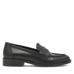 Lordsy GINO ROSSI. Czarne lordsy Gino Rossi, bez wzorów, bez obcasa, bez zapięcia. Za 269.99 zł.