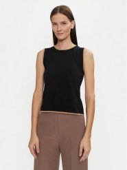 Luisa Spagnoli Bluzka Macinapepe 58514 Czarny Regular Fit. Czarne bluzki LUISA SPAGNOLI, m, bez wzorów, z wełny, bez kołnierzyka, bez ramiączek. Za 389.99 zł.