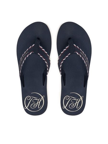 Tommy Hilfiger Japonki Webbing Beach Sandal FW0FW09038 Granatowy. Niebieskie klapki TOMMY HILFIGER, bez wzorów, z materiału, bez obcasa. Za 169.99 zł.