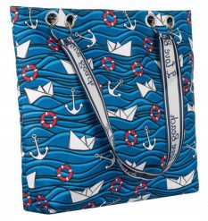 Shopperka z poliestru [DH] ML049 niebieska. Niebieskie shopper Inny, bez wzorów, z materiału, bez dodatków. Za 51.99 zł.