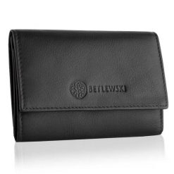 Portfel damski BETLEWSKI BPD-SS-17 CZARNY. Czarne portfele Betlewski, bez wzorów, ze skóry. Za 139.99 zł.