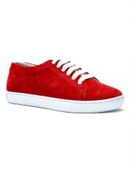 Comfortfusse Skórzane sneakersy w kolorze czerwonym rozmiar: 42. Czerwone półbuty sznurowane Comfortfüße, bez wzorów, ze skóry, eleganckie, bez obcasa, bez zapięcia. Za 237.73 zł.