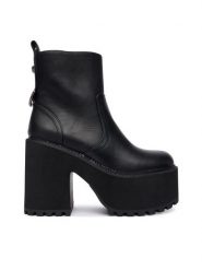 Buffalo Botki Killah Zip Boot Mid 1622374 Czarny. Czarne botki Buffalo, bez wzorów, ze skóry, bez obcasa, na słupku, bez zapięcia. Za 569.99 zł.