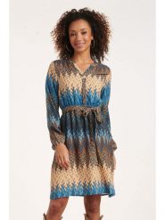 Smashed Lemon Sukienka w kolorze beżowo-niebieskim rozmiar: XXL. Brązowe sukienki Smashed Lemon, na co dzień, xxl, bez wzorów, z tkaniny, bez kołnierzyka, bez ramiączek, midi, proste. Za 126.99 zł.