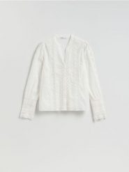 Koszula z koronkowymi wstawkami - biały. Białe koszule Reserved, l, bez wzorów, z bawełny, klasyczne, bez kołnierzyka, bez ramiączek. Za 139.99 zł.