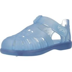Sandały IGOR S10233 Niebieski. Niebieskie sandały Igor, bez wzorów, z gumy, sportowe, bez obcasa, bez zapięcia. Za 122.99 zł.