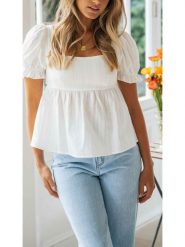 LA Angels Bluzka w kolorze białym rozmiar: S. Białe bluzki LA Angels, s, bez wzorów, z wiskozy, bez kołnierzyka, bez ramiączek. Za 86.99 zł.