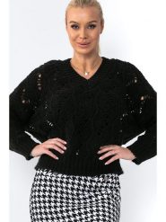 Fobya Sweter w kolorze czarnym rozmiar: 40/42. Czarne swetry Fobya, bez wzorów, ze splotem, bez ramiączek. Za 105.38 zł.