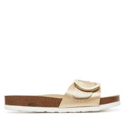 Klapki Josef Seibel. Żółte klapki Josef Seibel, bez wzorów, bez obcasa. Za 279.99 zł.
